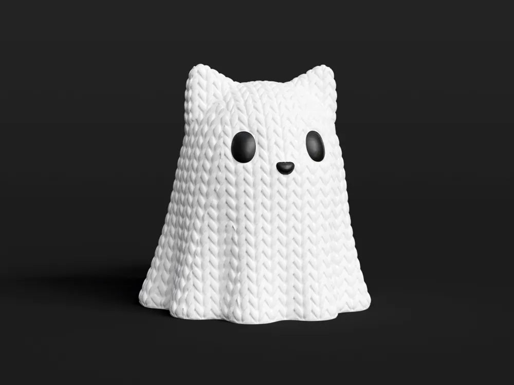 Knitted Ghost Cat for Halloween