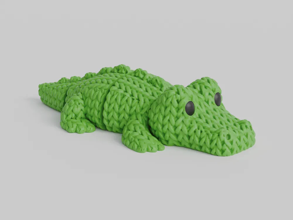 Knitted articulated crocodile