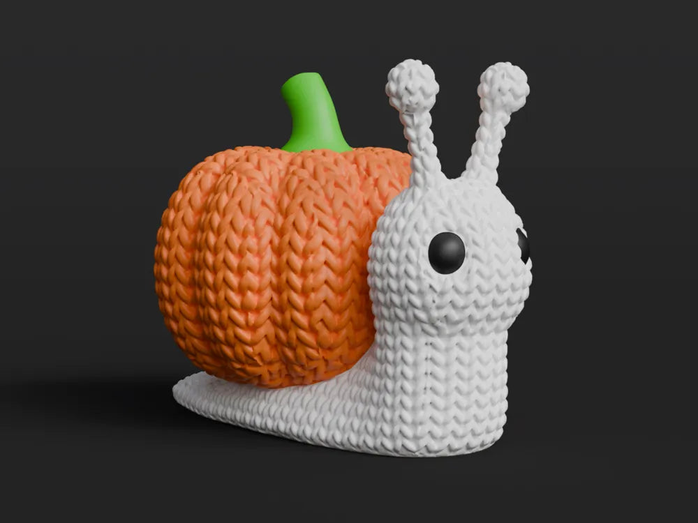 Knitted Halloween Pumpkin Snail