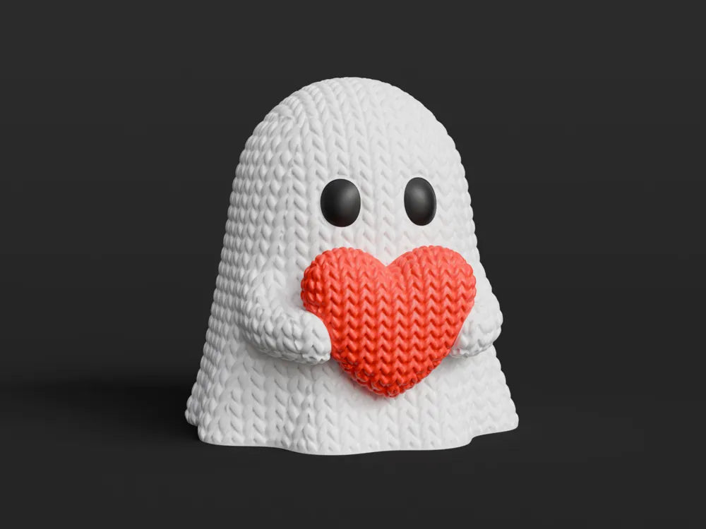 Knitted Heart Ghost Halloween