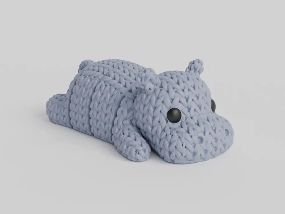 Knitted articulated hippopotamus