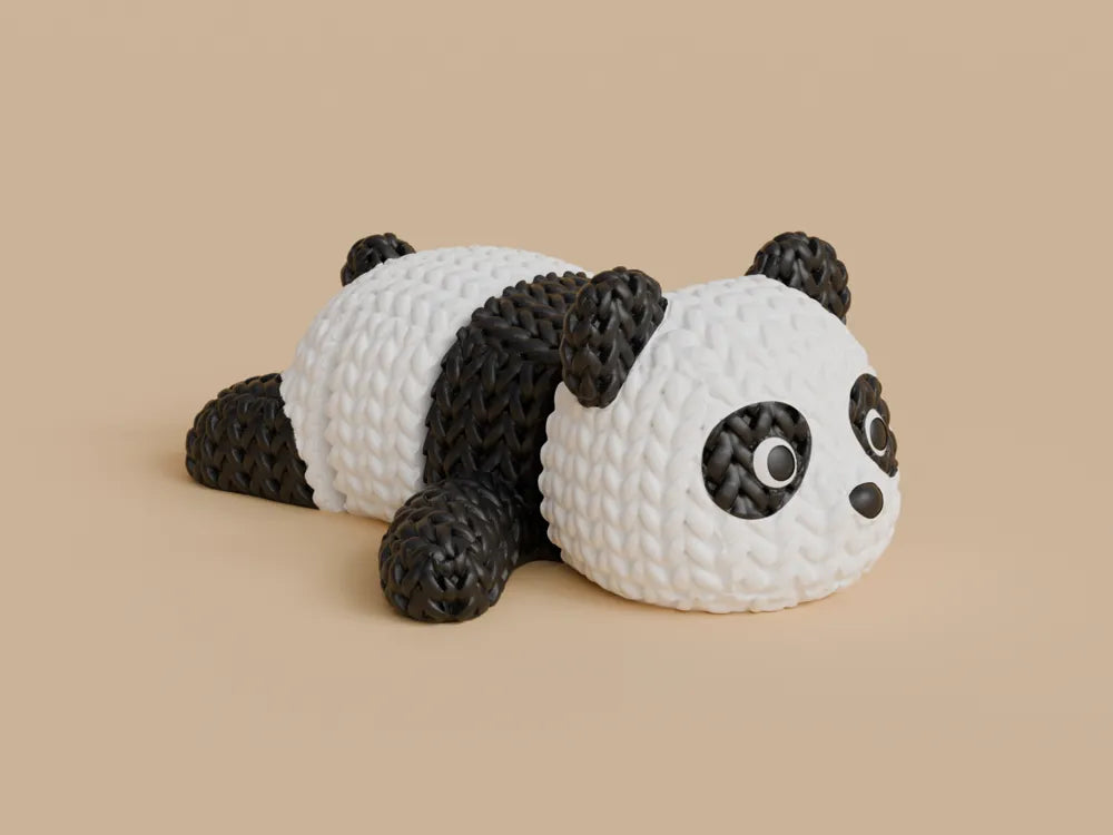 Knitted articulated panda