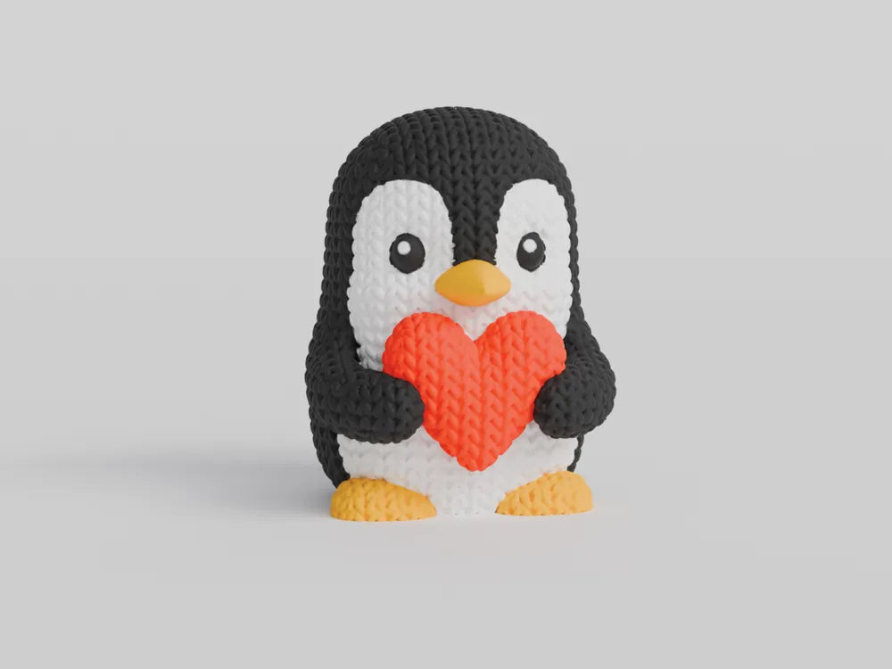 Pingouin tricoté pour la Saint-Valentin