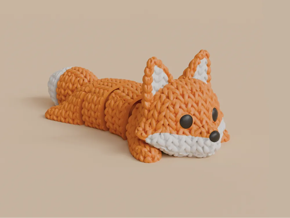 Jointed knitted fox